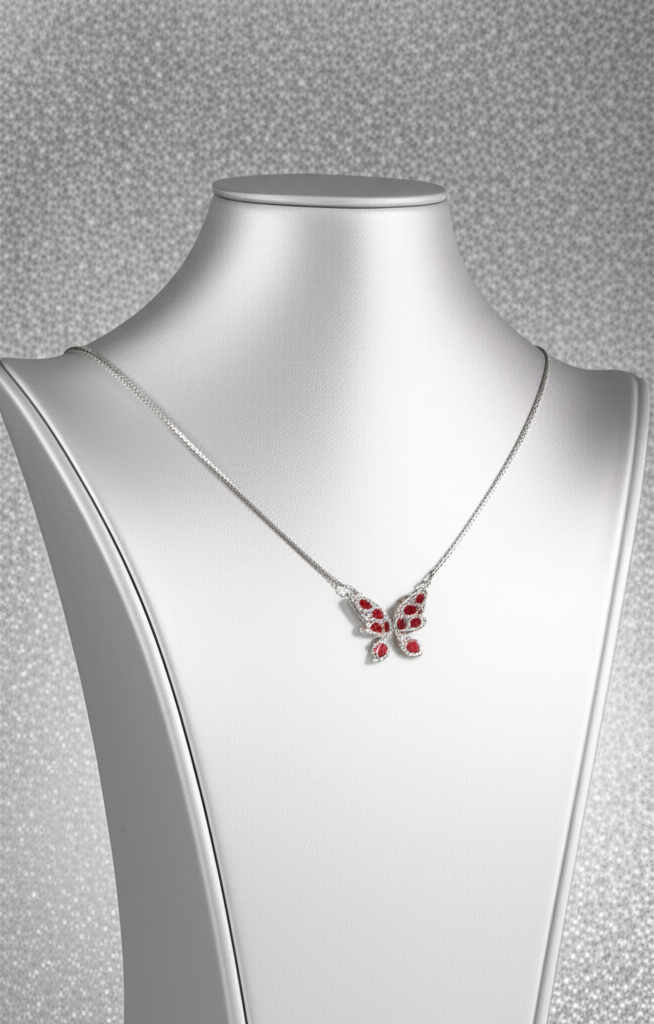 Scarlet Pavé Butterfly Pendant Necklace