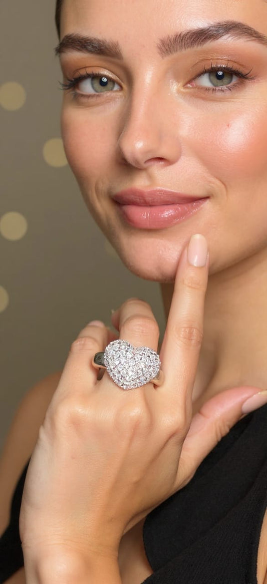 Silver Heart Sparkle Ring – Elegant Love Edition