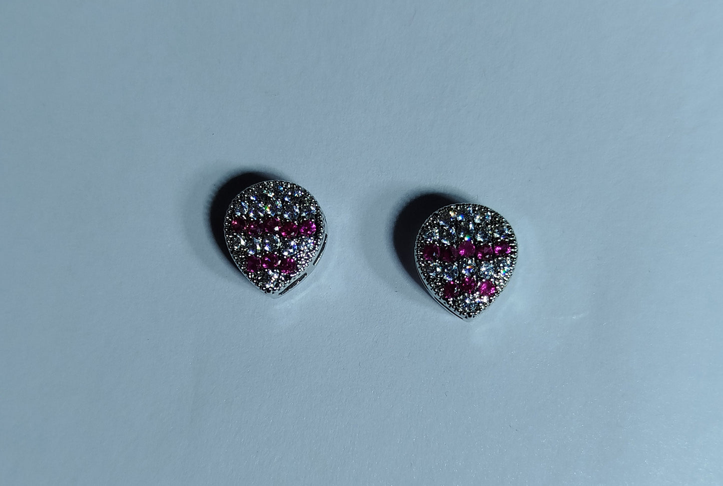 Teardrop Ruby & Diamond tones Earrings