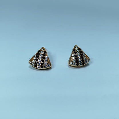 Glam Pyramid Gold & Crystal Earrings