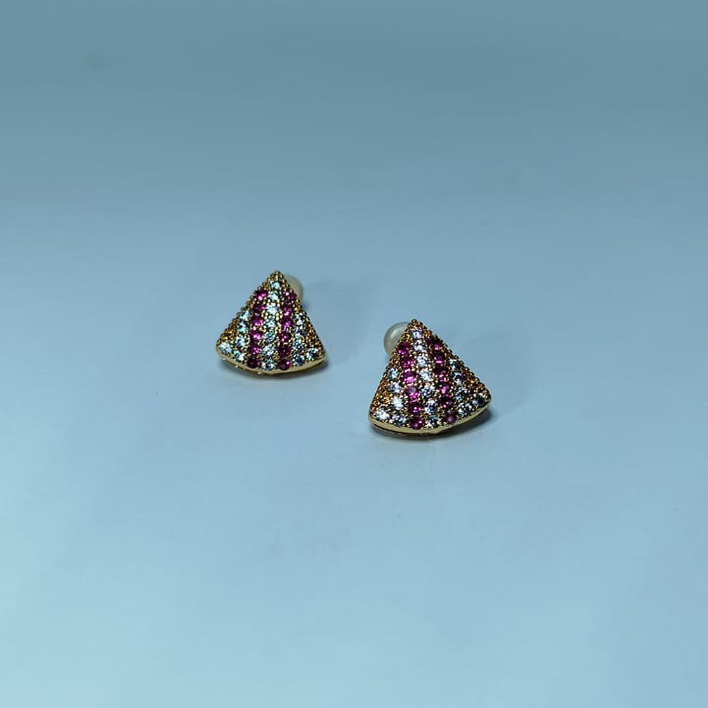 Glam Pyramid Gold & Black Crystal Earrings