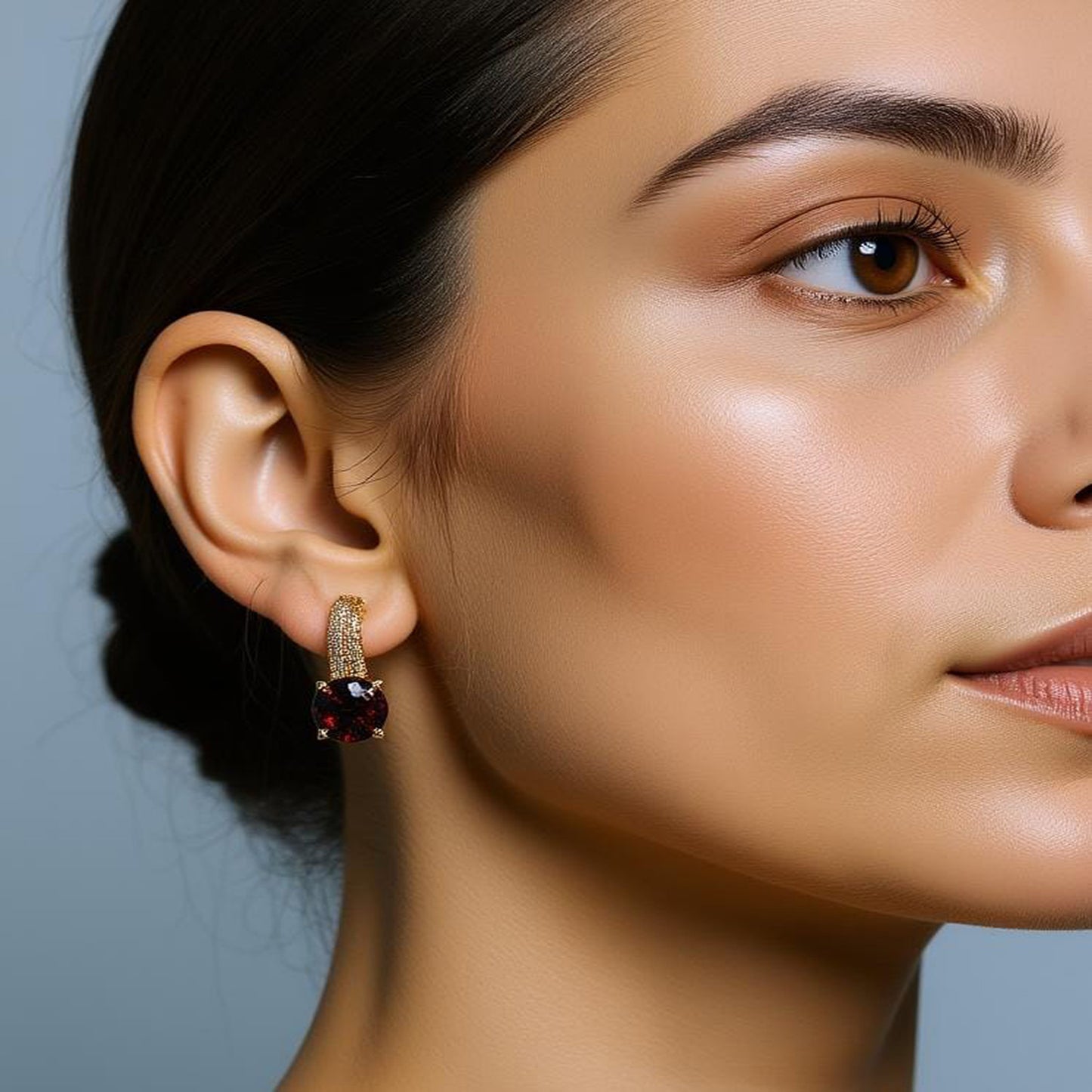 ✨ Golden Glow Drop Earrings – Elegant Brown Stone Design