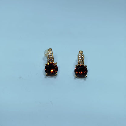 ✨ Golden Glow Drop Earrings – Elegant Brown Stone Design