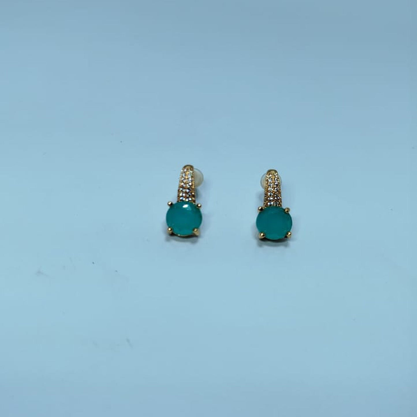 Elegant Green Stone Gold-Plated Earrings