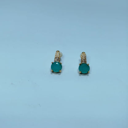 Elegant Green Stone Gold-Plated Earrings