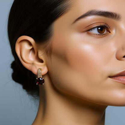 Elegant Green Stone Gold-Plated Earrings