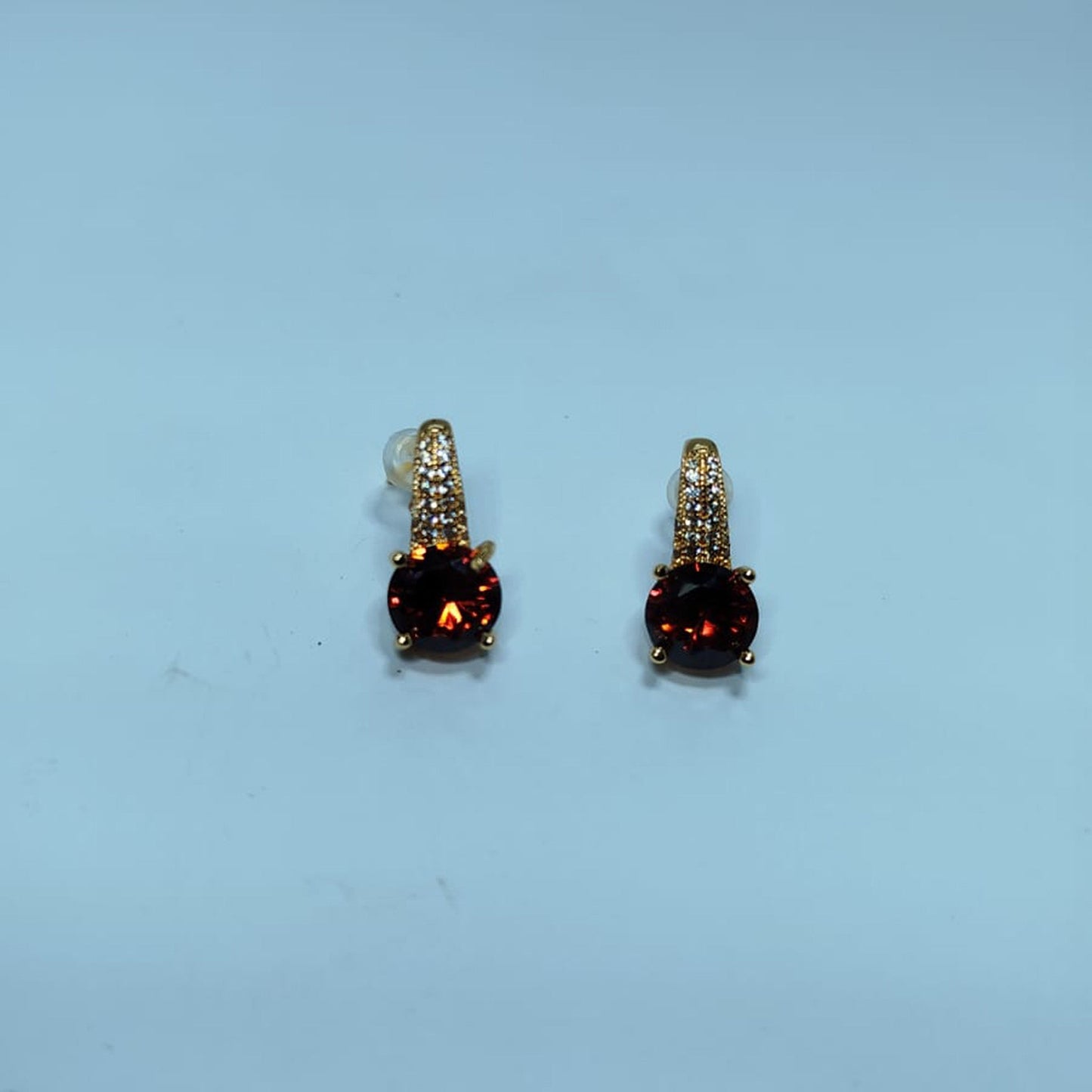 Elegant Green Stone Gold-Plated Earrings