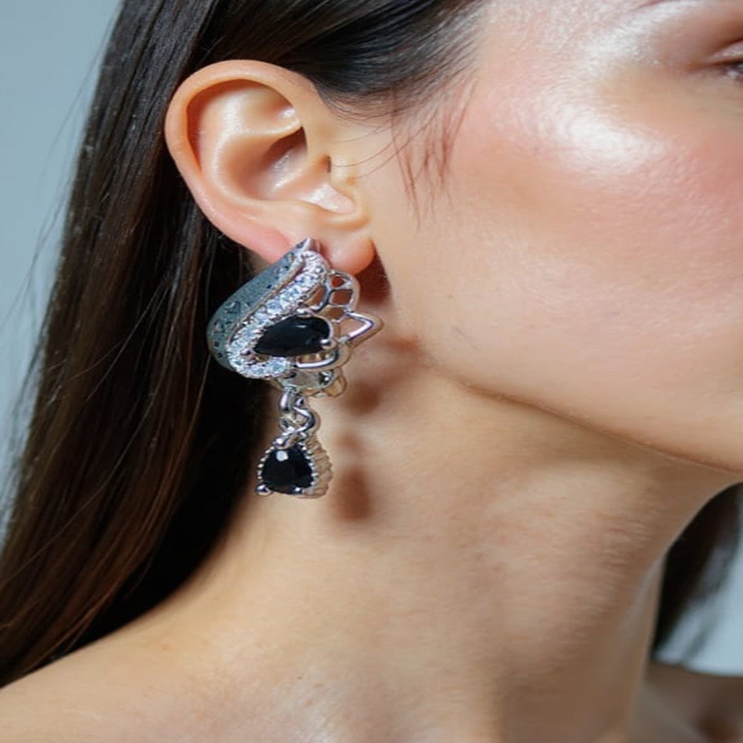 Sterling Silver Aqua-Blue Floral Stud Earrings – Elegant Flower Motif