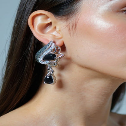 Sterling Silver Aqua-Blue Floral Stud Earrings – Elegant Flower Motif