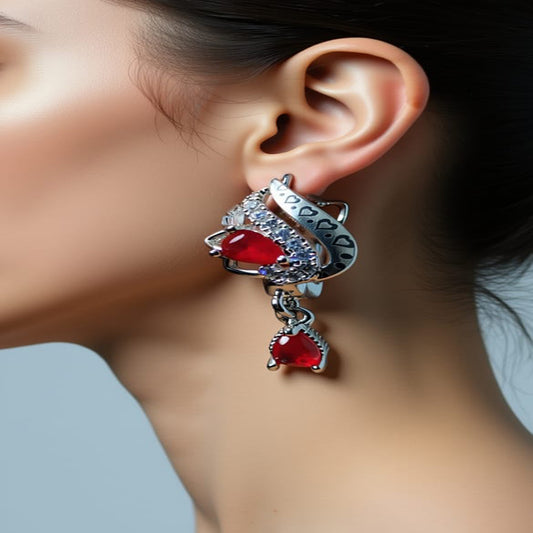 Elegant Swan Drop Silver Earrings – Sparkling Crystal Design