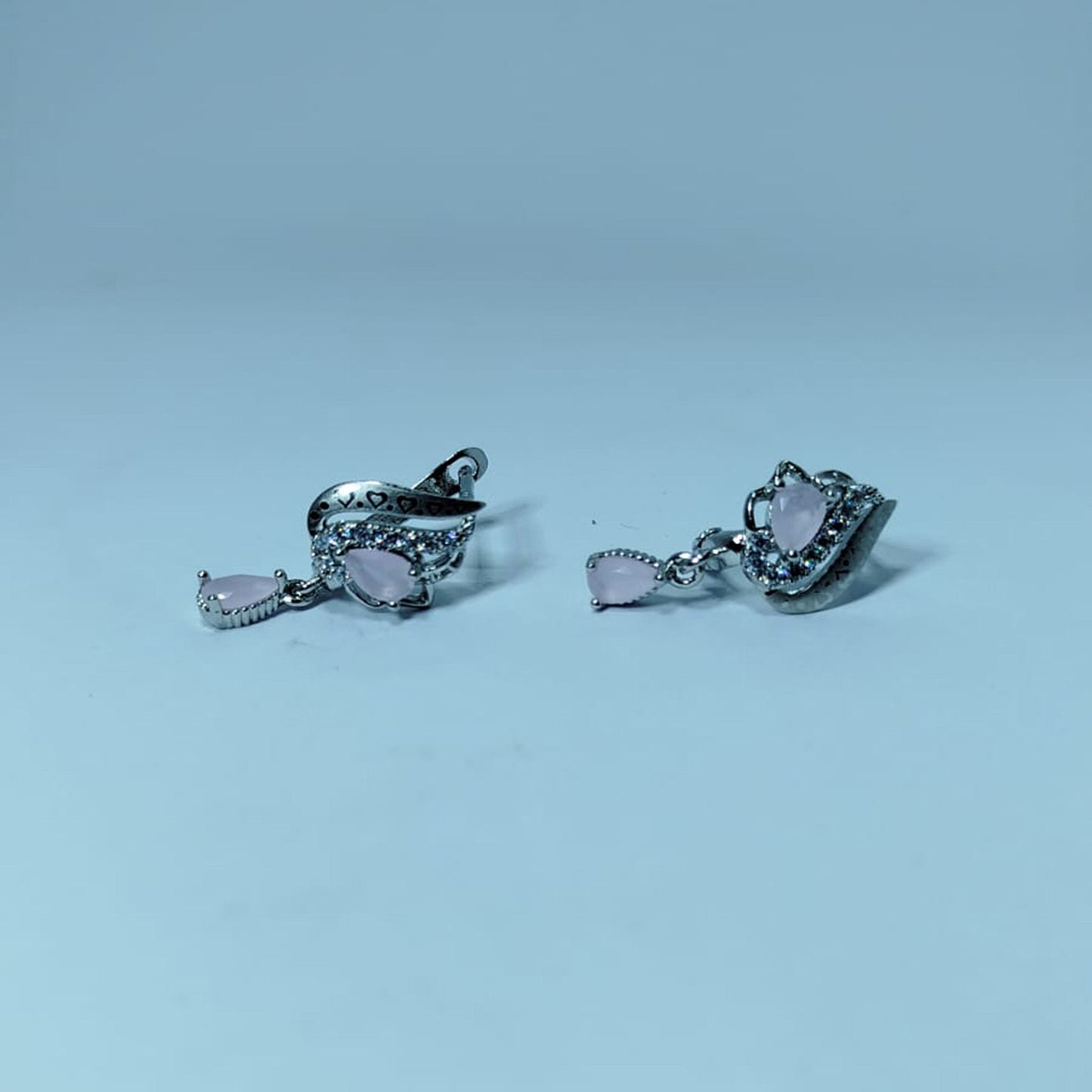 Sterling Silver Aqua-Blue Floral Stud Earrings – Elegant Flower Motif