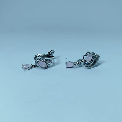 Sterling Silver Aqua-Blue Floral Stud Earrings – Elegant Flower Motif