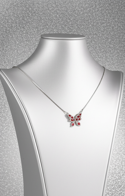Scarlet Pavé Butterfly Pendant Necklace