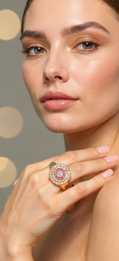 Micro‑Pavé Round Disc Ring