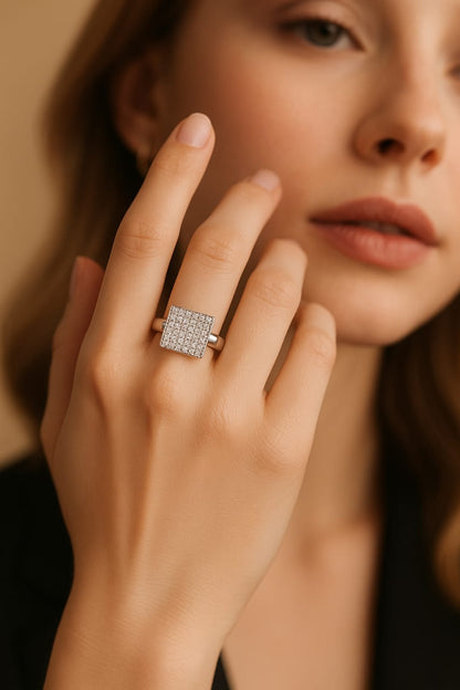 Pavé Square Ring