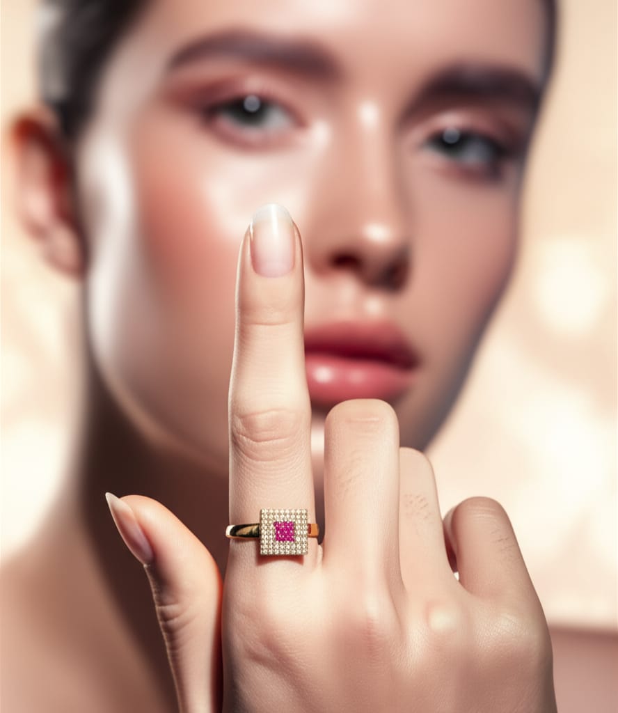 Pavé Square Ring