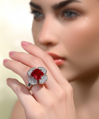 Stone Geometric Halo Ring