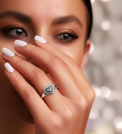 Heart-Shaped Diamond Band Ring