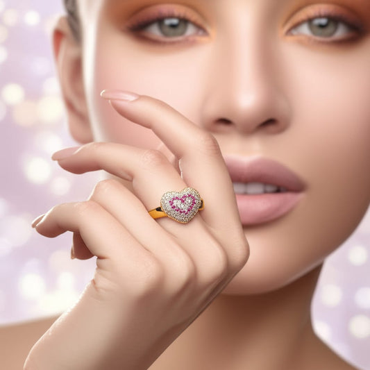Golden Heart Sparkle Ring – Elegant Love Edition
