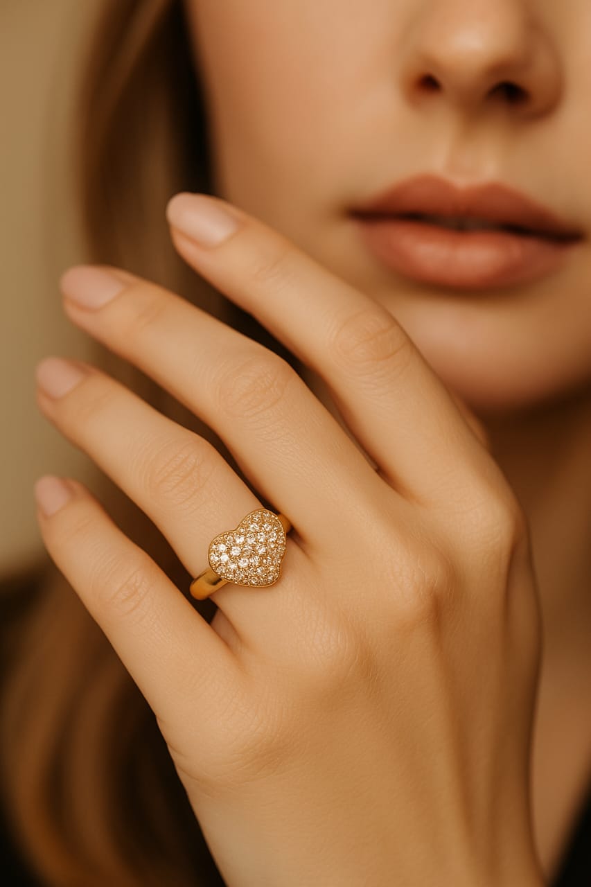 Heart-Shaped Diamond Band Ring