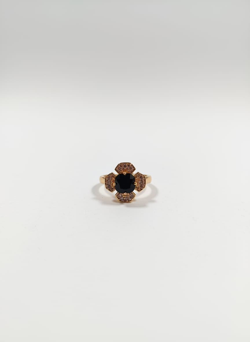 Stone Geometric Halo Ring