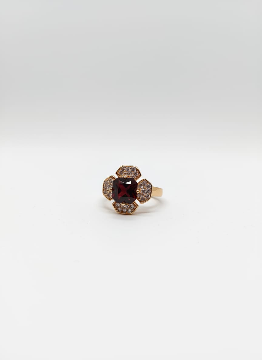 Stone Geometric Halo Ring