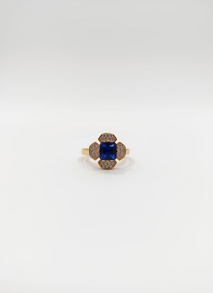 Stone Geometric Halo Ring
