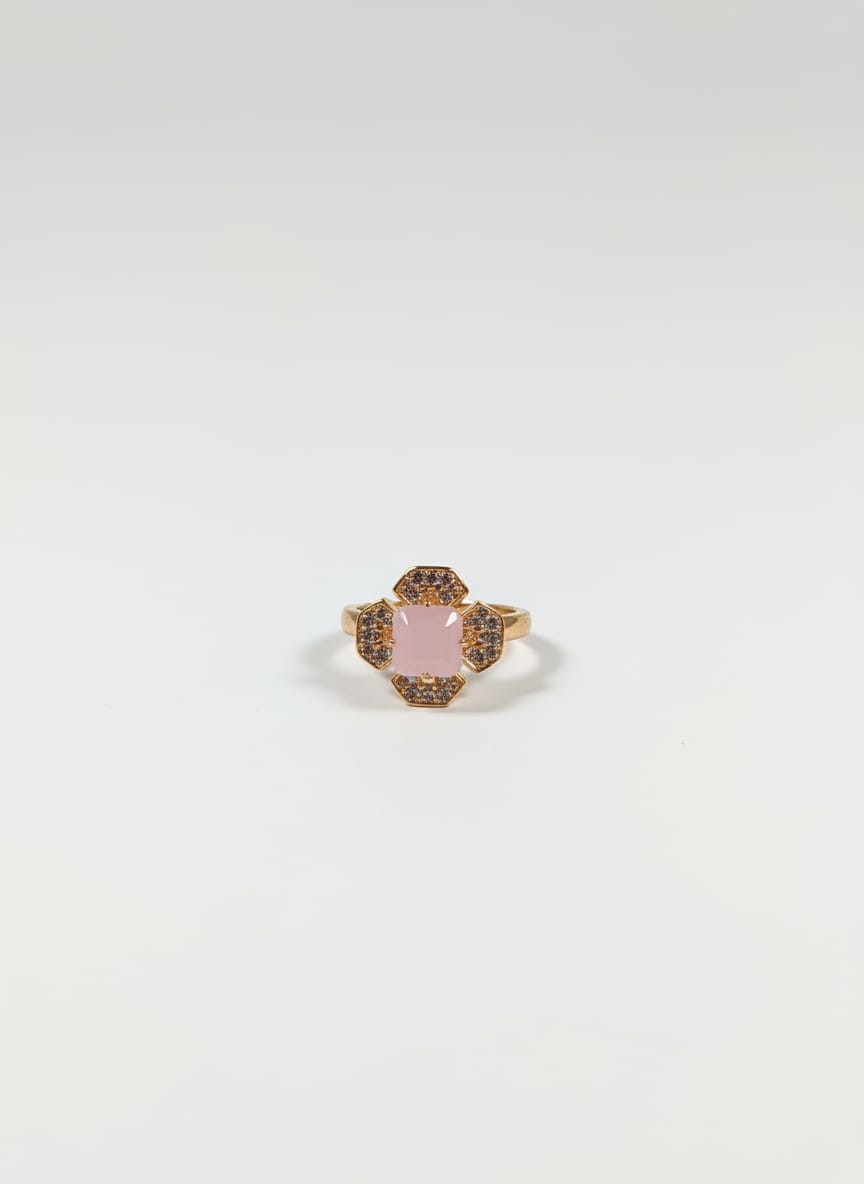 Stone Geometric Halo Ring