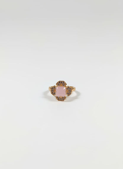 Stone Geometric Halo Ring