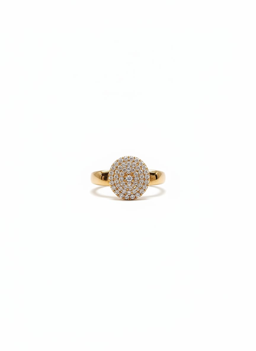Micro‑Pavé Round Disc Ring